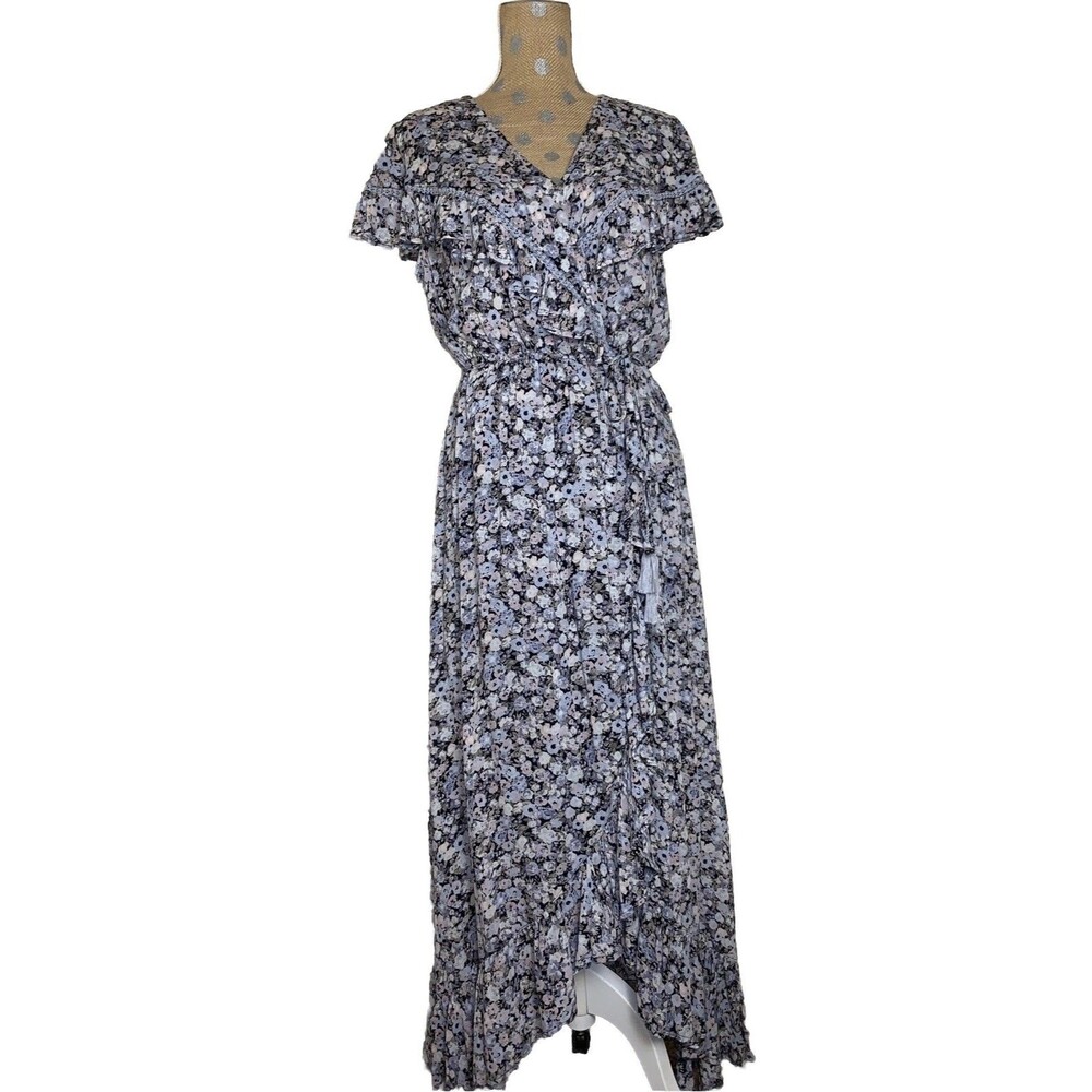 American Rag • Faux Wrap Floral Maxi Dress Women's medium Cottage Boho Rayon